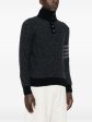 THOM BROWNE - Men Tonal Textured Stitch Funnel Neck Knitwear Online