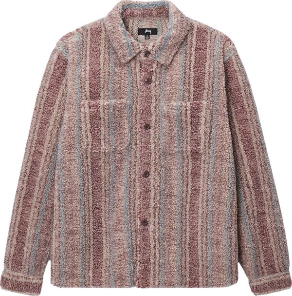 STUSSY - Men Stripe Sherpa Shirt For Discount