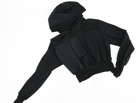 Black patch-work signature hoodie Hot on Sale