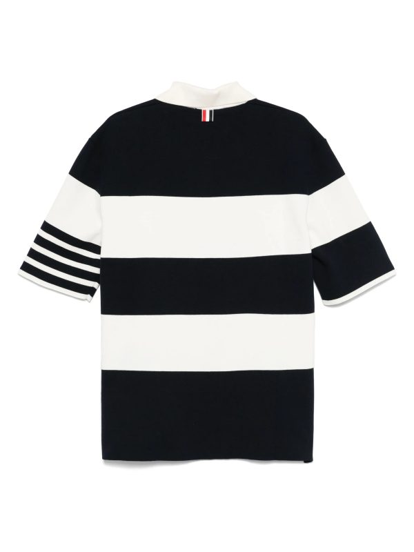 THOM BROWNE - Men Rugby Stripe Milano Stitch SS Polo In Lightweight Cotton W 4 Bar Stripe Online Hot Sale