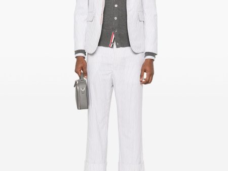 THOM BROWNE - Men Straight Fit BD PC L S  W GG Armband Stripe Madras Shirt Fashion