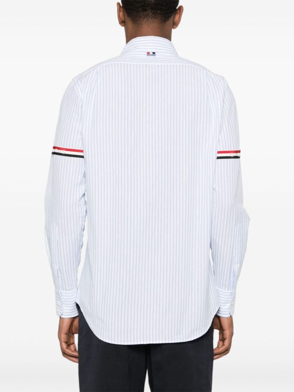 THOM BROWNE - Men Straight Fit BD PC L S  W GG Armband Stripe Madras Shirt Sale