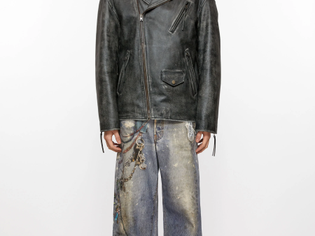 ACNE STUDIOS - Men Distressed Leather Jacket Online Hot Sale