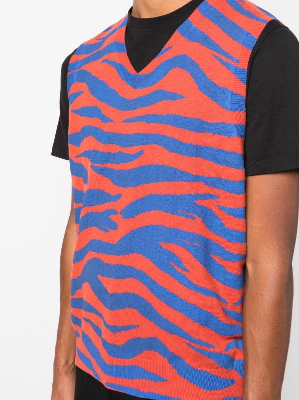 STUSSY - Men Tiger Printed Sweater Vest Discount