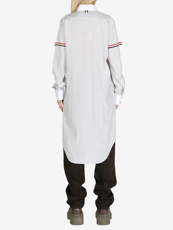 THOM BROWNE - Women Knee Length Easy Fit Point Collar Shirtdress For Cheap