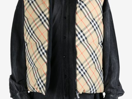 BURBERRY - Men Nylon Check Packable Hood Gilet Online Hot Sale