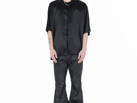 DET BLEV SENT - Men Silk Short Sleeve Shirt Supply