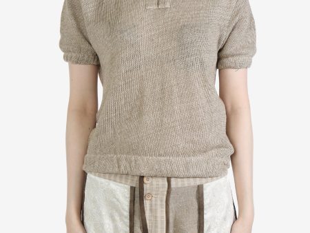 COMMUNS - Unisex V-Neck Short-Sleeved Knitted Top Fashion