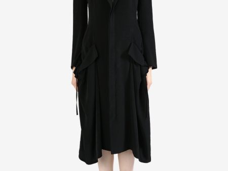 YOHJI YAMAMOTO - Women Crepe De Chine Side Gather Detail Zip Dress on Sale