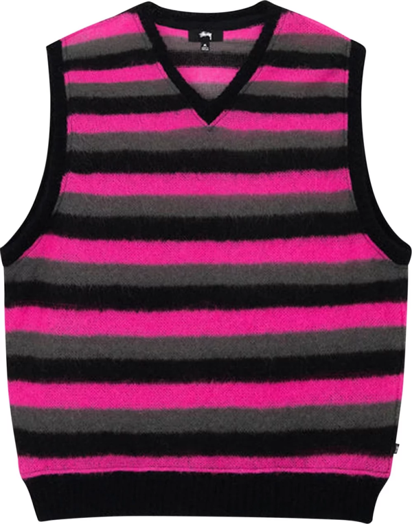 STUSSY - Men Striped Sweater Vest Discount