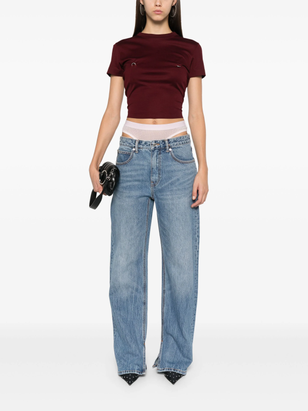 ALEXANDER WANG - Women Slit Hem Jean Prestyle Hotfix Mesh Undie Sale