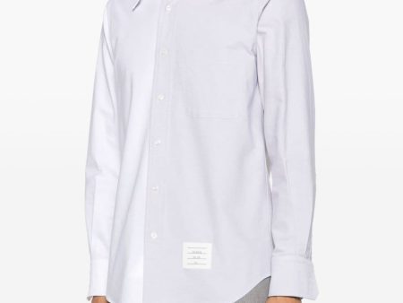 THOM BROWNE - Men Straight Fit Shirt Split In Oxford For Cheap