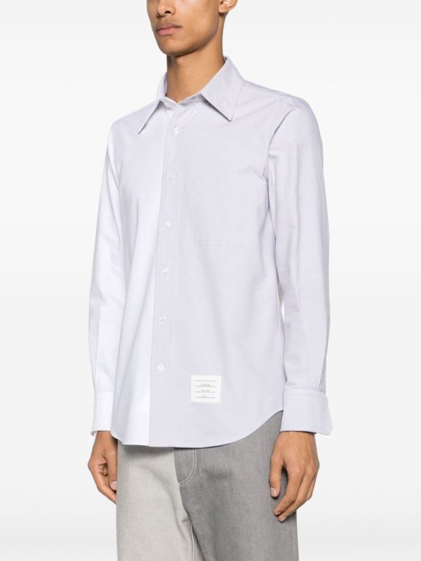 THOM BROWNE - Men Straight Fit Shirt Split In Oxford For Cheap