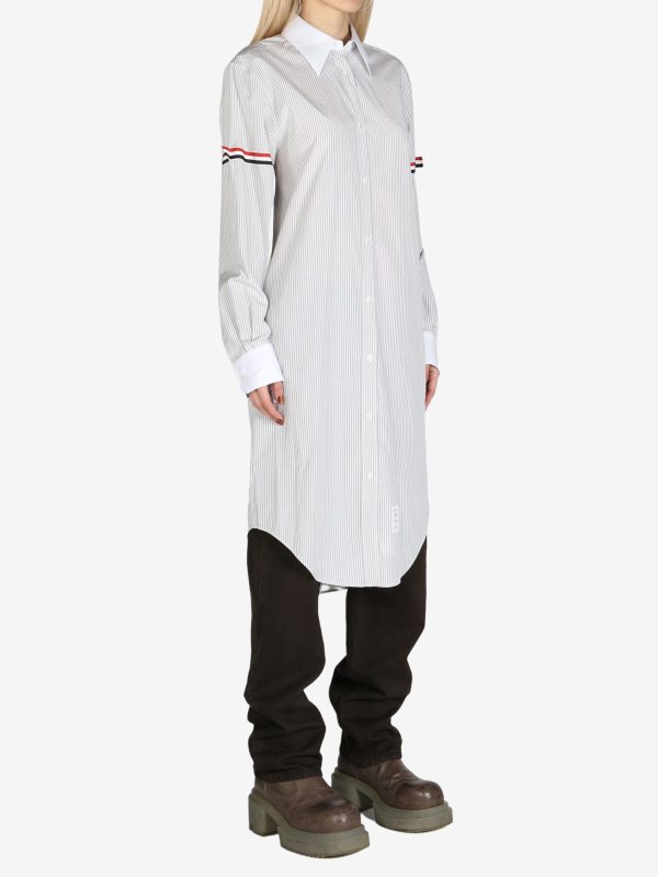 THOM BROWNE - Women Knee Length Easy Fit Point Collar Shirtdress For Cheap