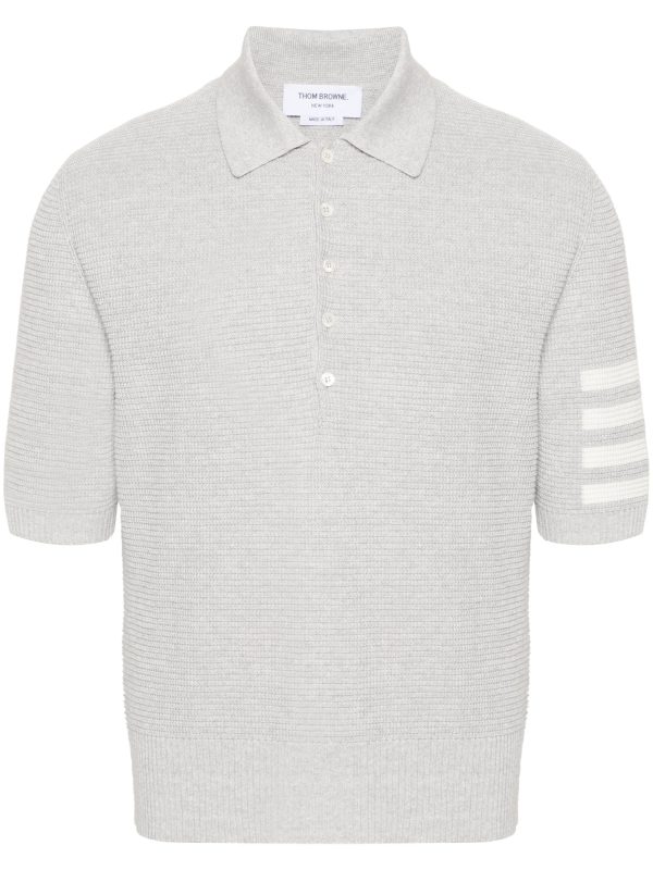 THOM BROWNE - Men Textured Stitch Polo Tee Hot on Sale