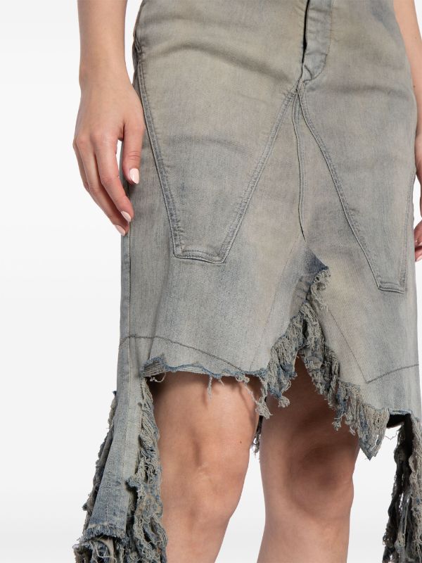 RICK OWENS DRKSHDW - Women Denim Slivered Skirt For Cheap