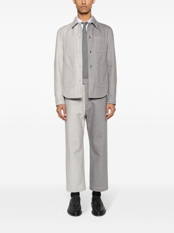 THOM BROWNE - Men Straight Fit Shirt Split In Oxford For Cheap