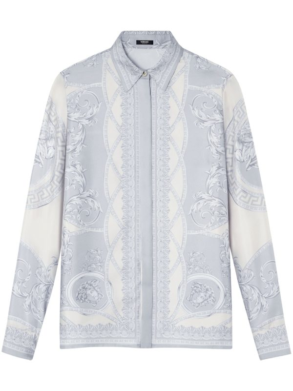 VERSACE - Women Coupe Des Dieux Barocco Foulard Silk Twill Formal Shirt Online Sale