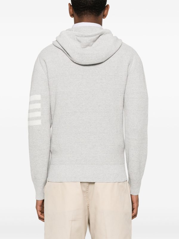 THOM BROWNE - Men W 4 Bar Stripes Intarsia Hoodie For Sale