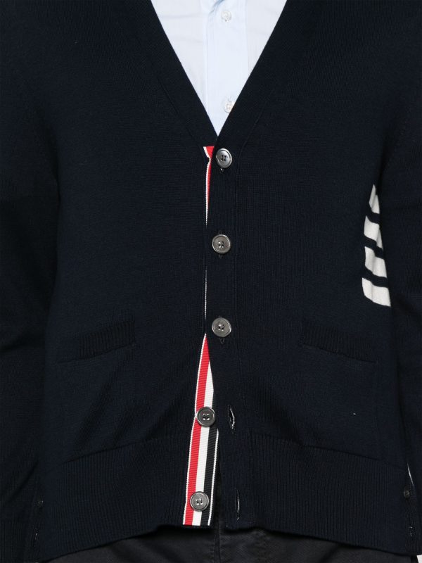 THOM BROWNE - Men Jersey Stitch Relaxed Fit V Neck Cardigan Online Hot Sale