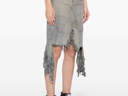 RICK OWENS DRKSHDW - Women Denim Slivered Skirt For Cheap