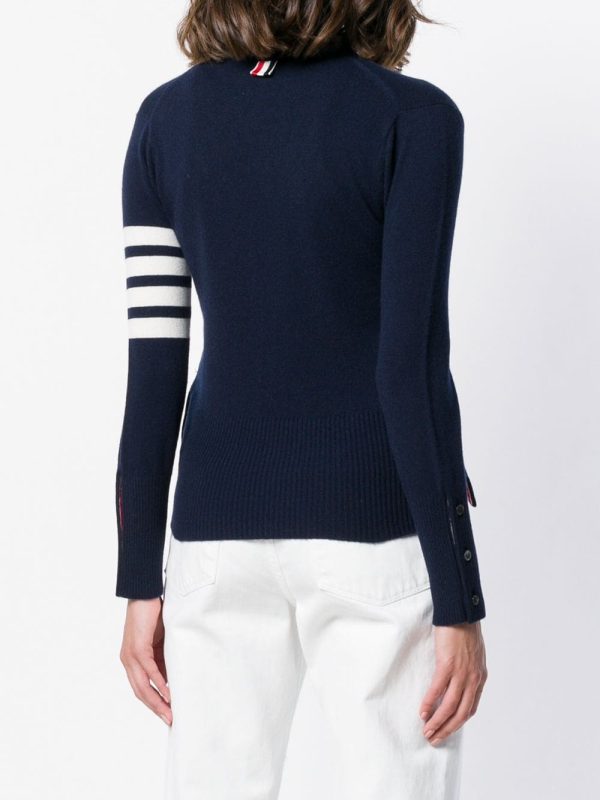 THOM BROWNE - Women Classic V-Neck 4 Bar Cardigan on Sale