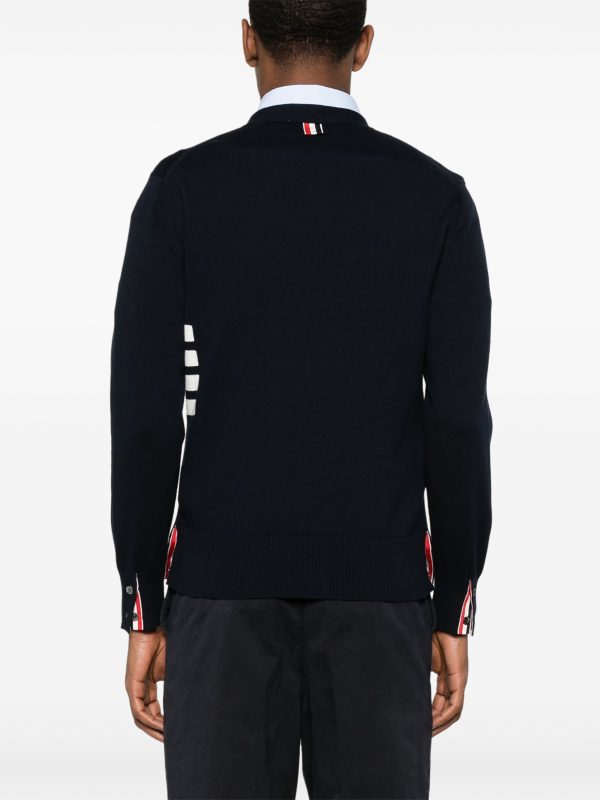 THOM BROWNE - Men Jersey Stitch Relaxed Fit V Neck Cardigan Online Hot Sale