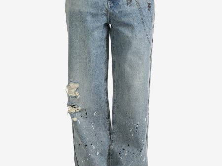 BIRTH OF ROYAL CHILD - Unisex Printed Cross Chains Washed Denim Sale