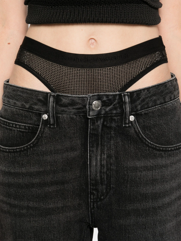 ALEXANDER WANG - Women Slit Hem Jean Prestyle Hotfix Mesh Undie Online Hot Sale