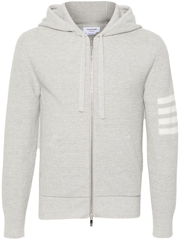 THOM BROWNE - Men W 4 Bar Stripes Intarsia Hoodie For Sale