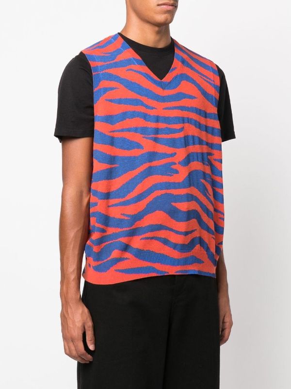 STUSSY - Men Tiger Printed Sweater Vest Discount