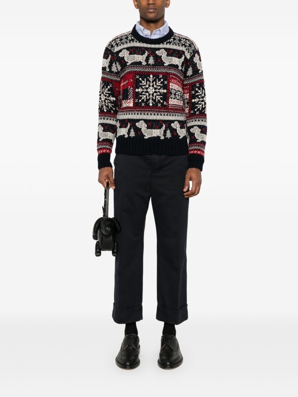 THOM BROWNE - Men Relaxed Fit Crew Neck Pullover Fashion