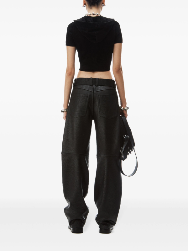 T BY ALEXANDER WANG - Women Short Sleeve Cropped With Embossed Logo Zip Hoodie on Sale