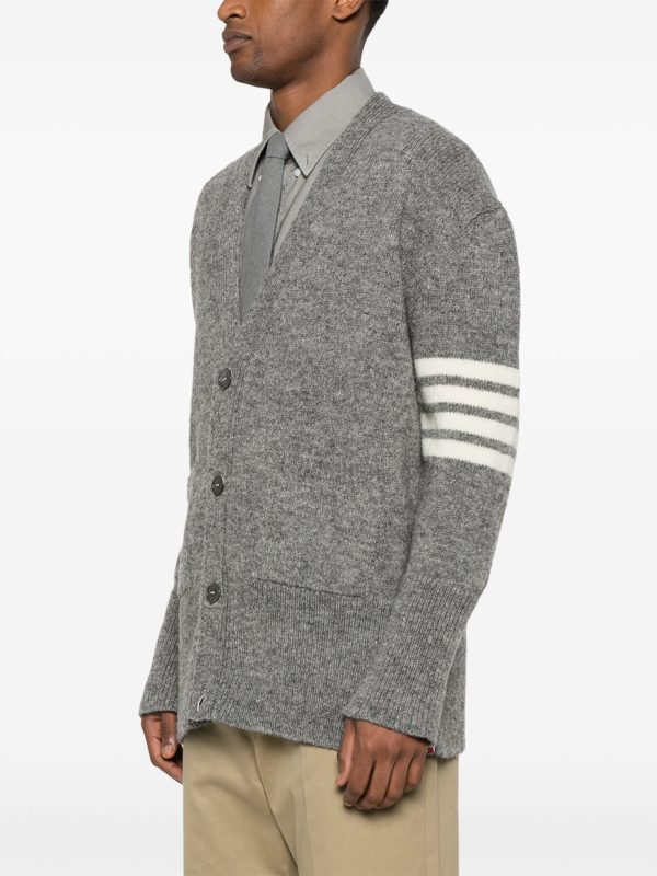 THOM BROWNE - Men Jersey Stitch Exaggerated Fit V Neck Cardigan For Cheap