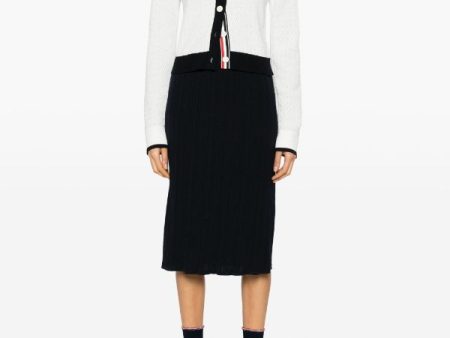 THOM BROWNE - Women Pointelle Tuck Stitch Crewneck Cardigan In Cotton Cheap