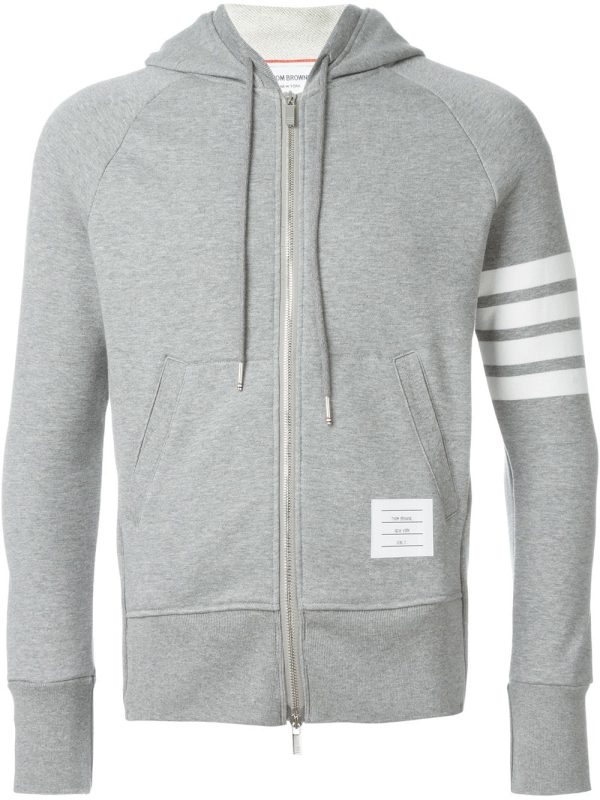 THOM BROWNE - Men Classic Full Zip Hoodie In Classic Loopback W  Engineered 4 Bar Online Sale