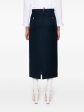 THOM BROWNE - Women Calf Legth Side Tab Skirt In Solid Wool Twill Online