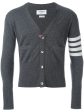 THOM BROWNE - Men Classic V Neck Cardigan With White 4 Bar Stripe In Cashmere For Sale