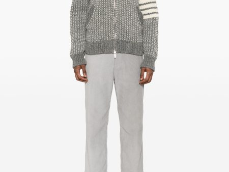 THOM BROWNE - Men Bicolor Tuck Rib Stitch Zip Up Bomber Jacket Fashion