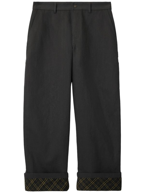 BURBERRY - Men Relaxed Check Lined Work Trousers Online