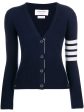 THOM BROWNE - Women Classic V-Neck 4 Bar Cardigan on Sale