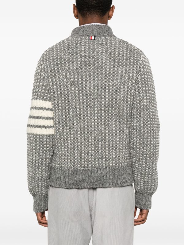 THOM BROWNE - Men Bicolor Tuck Rib Stitch Zip Up Bomber Jacket Fashion