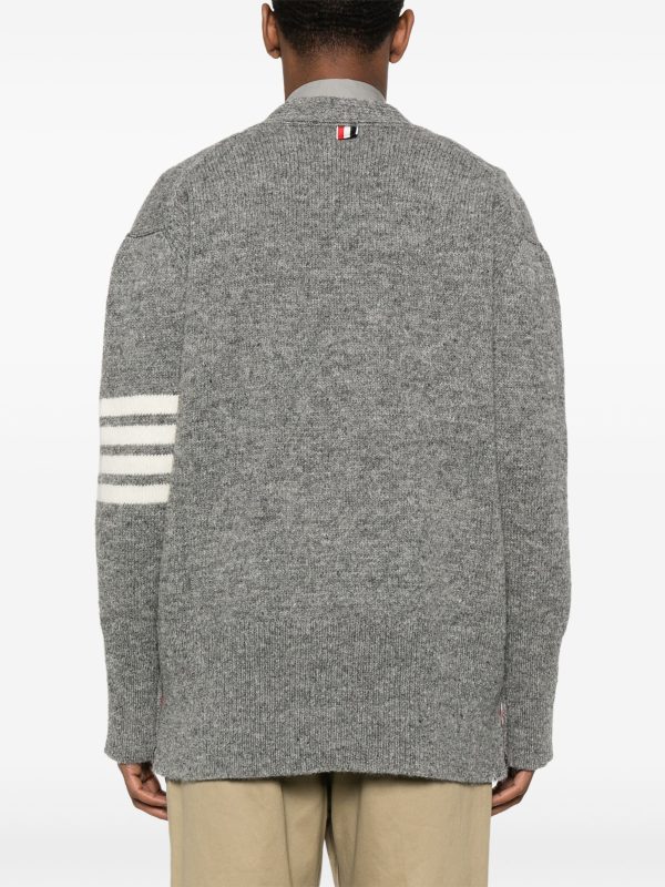 THOM BROWNE - Men Jersey Stitch Exaggerated Fit V Neck Cardigan For Cheap