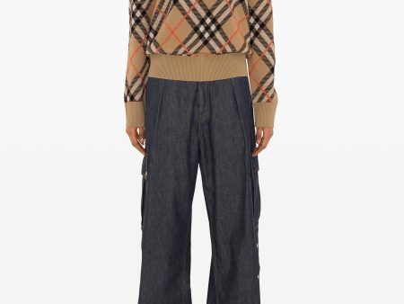 BURBERRY - Womens Check Wool Blend Sweater Online