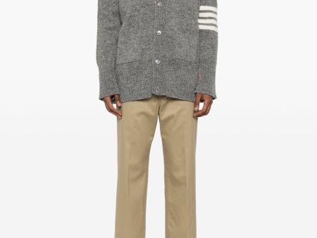 THOM BROWNE - Men Jersey Stitch Exaggerated Fit V Neck Cardigan For Cheap