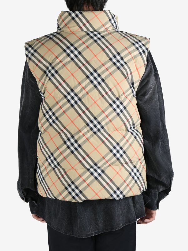 BURBERRY - Men Nylon Check Packable Hood Gilet Online Hot Sale