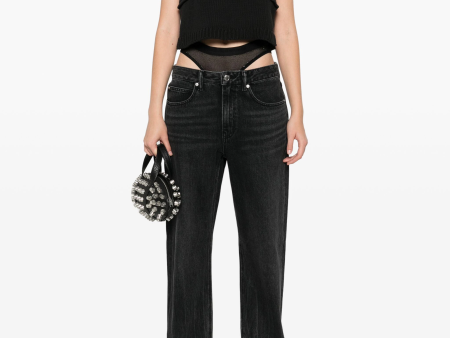 ALEXANDER WANG - Women Slit Hem Jean Prestyle Hotfix Mesh Undie Online Hot Sale